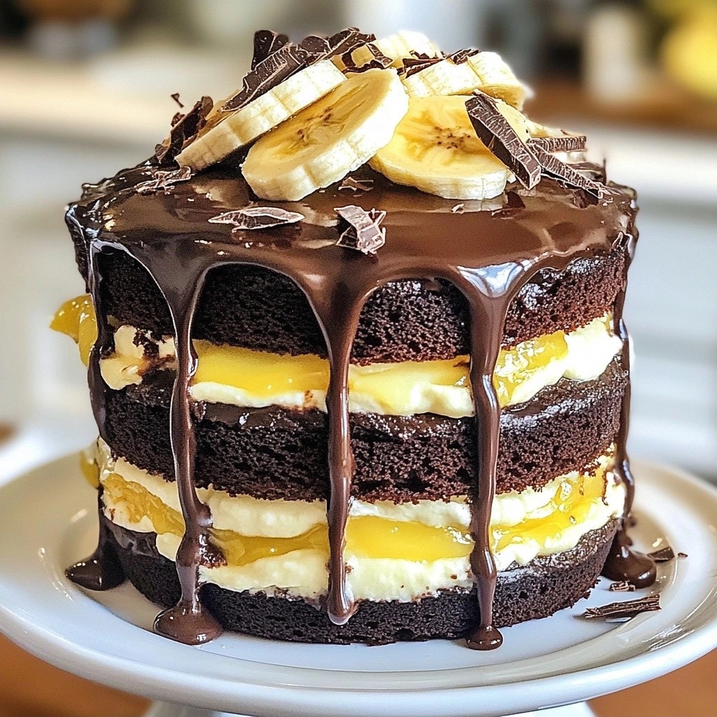 Saftiger Schokoladenkuchen mit Bananencreme Rezept