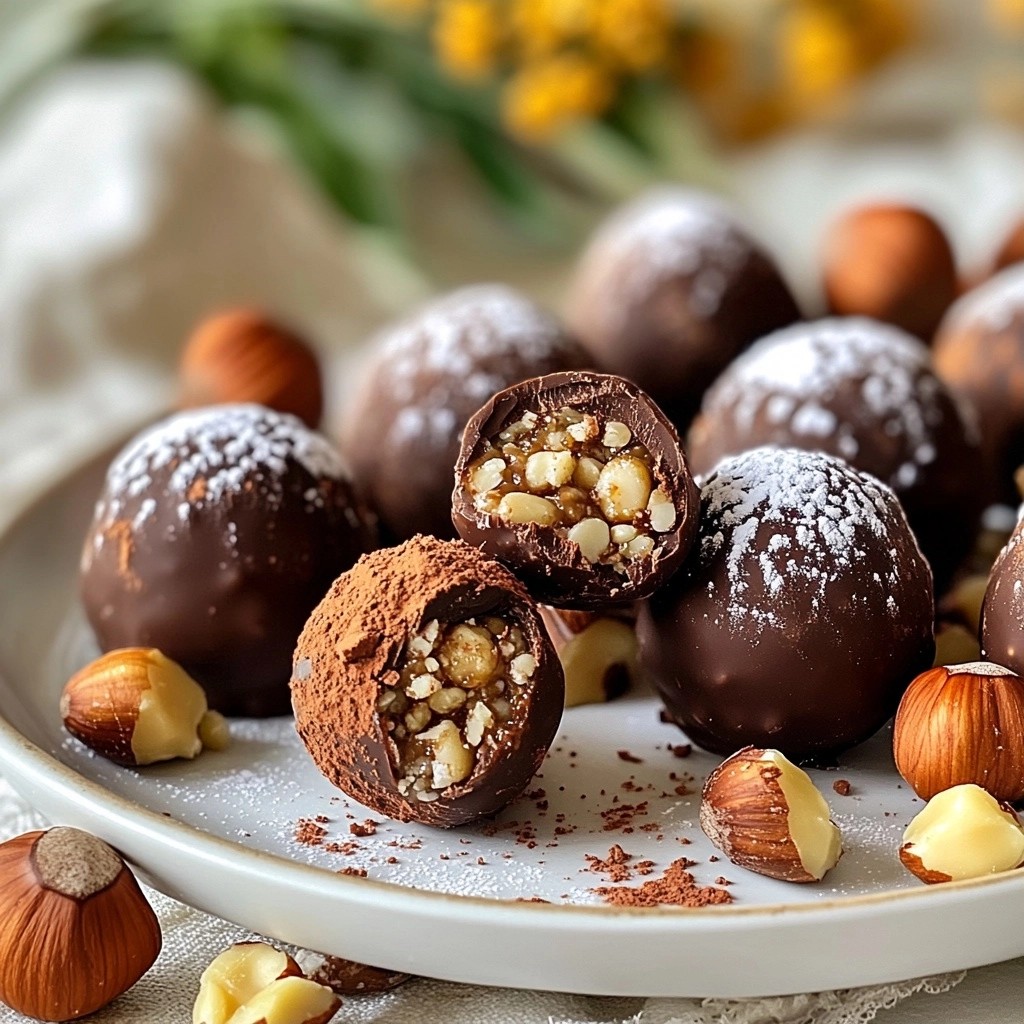 Haselnuss Schokoladentrüffel mit Nougatkern Lecker genießen