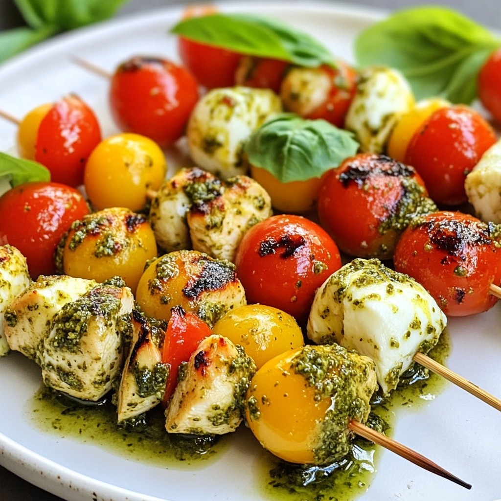 Pesto Chicken Caprese Skewers Einfaches Rezept