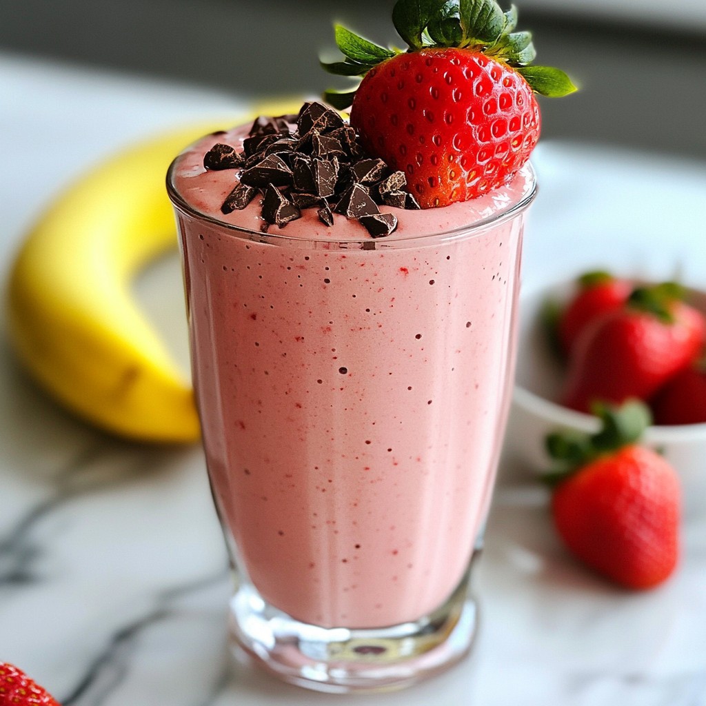 Schokoladenüberzogene Erdbeer-Smoothie Rezeptidee