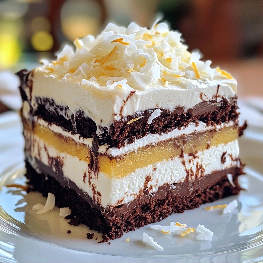 Zweifarbiger Schokoladenkuchen mit Kokoscreme Genuss