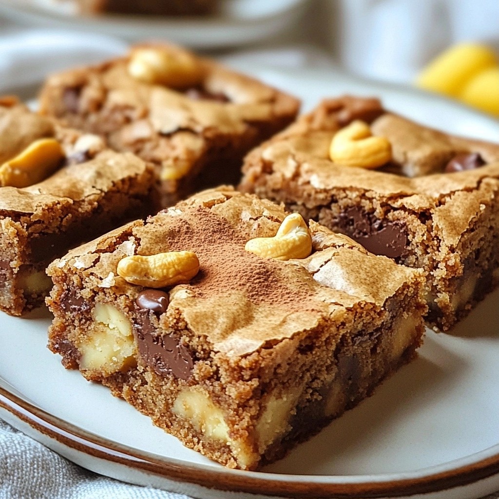 Schokoladenchip Blondies mit Zimt und Cashewnüssen lecker
