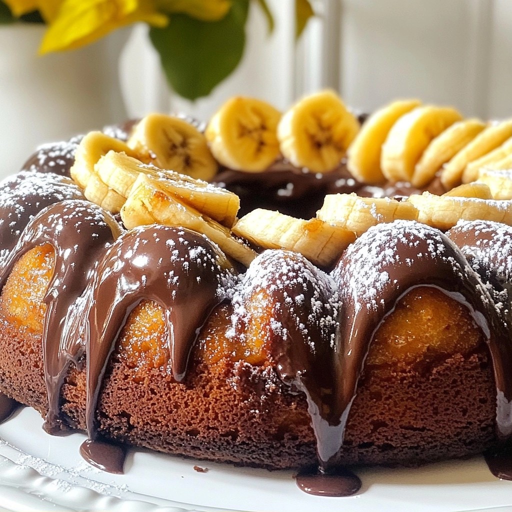 Luftiger Schokoladenkuchen mit Karamell-Bananenfüllung