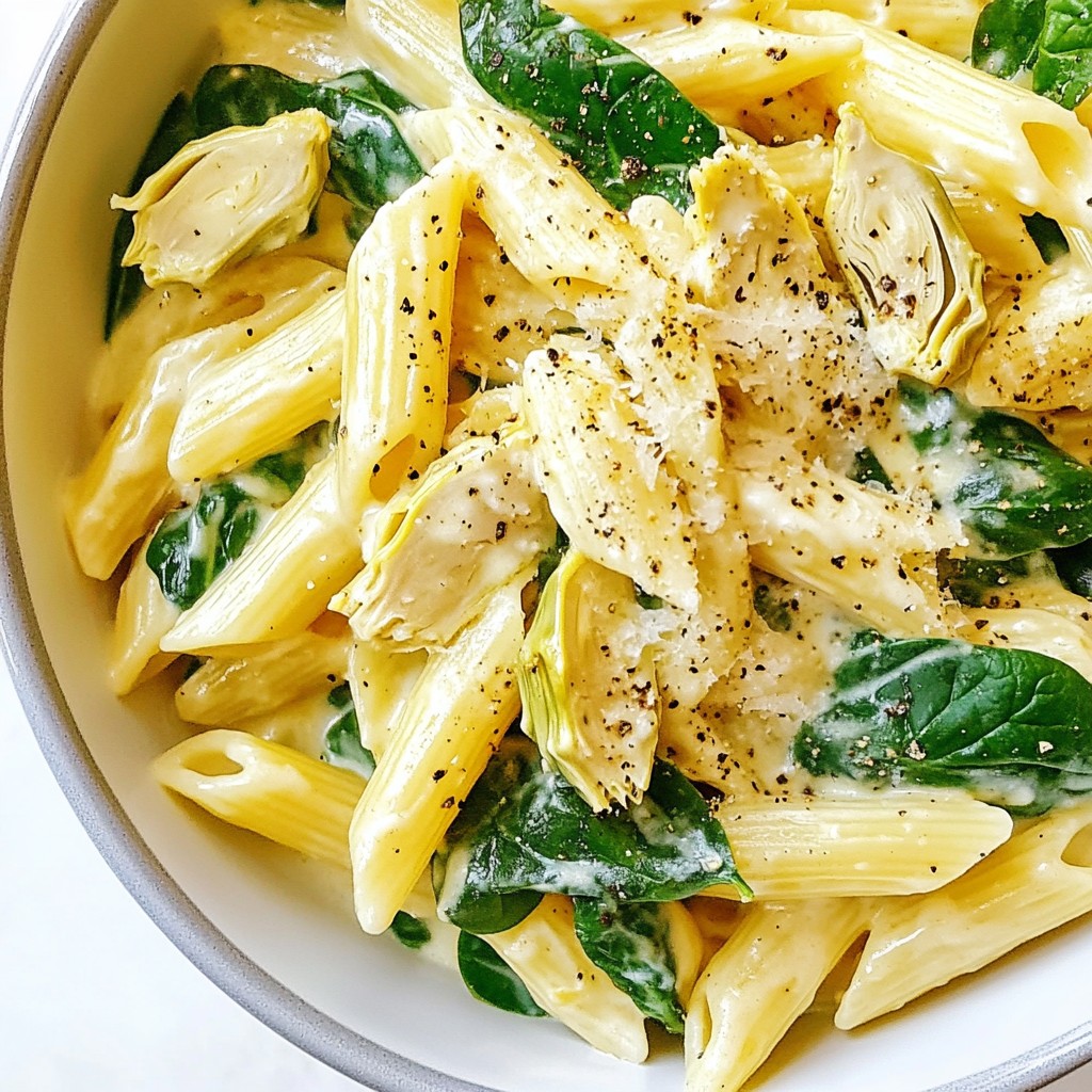 Einfaches One-Pot Spinach Artichoke Pasta Rezept