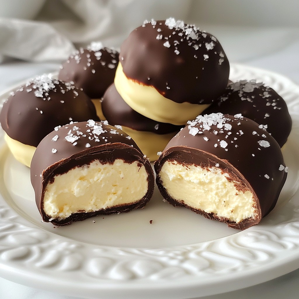 Schokoladendippte Käsekuchenbissen einfache Leckerei