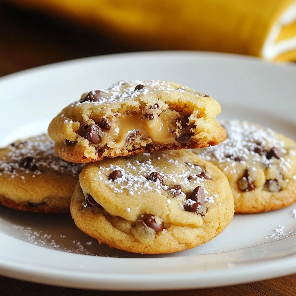Gefüllte Schokoladenchip Cookies mit Nougatkern Genuss